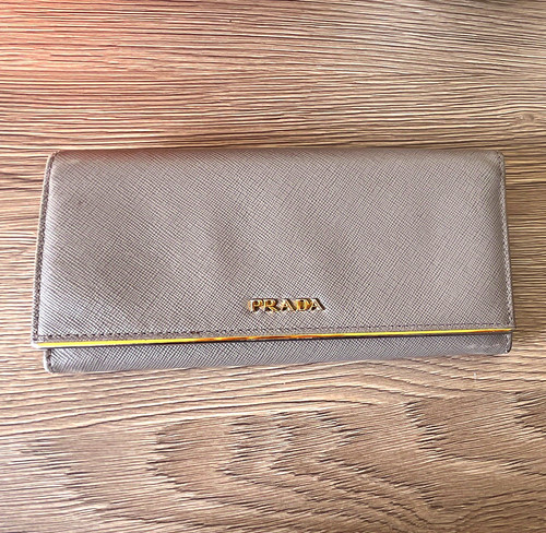 Prada grey saffiano leather - prada,