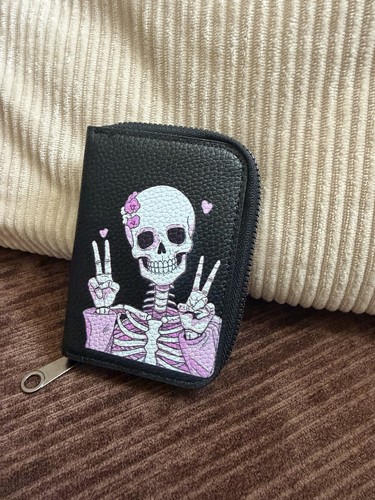 Gothic pink skeleton zip card - gothic,