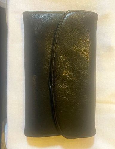 Fabretti black leather trifold - black,