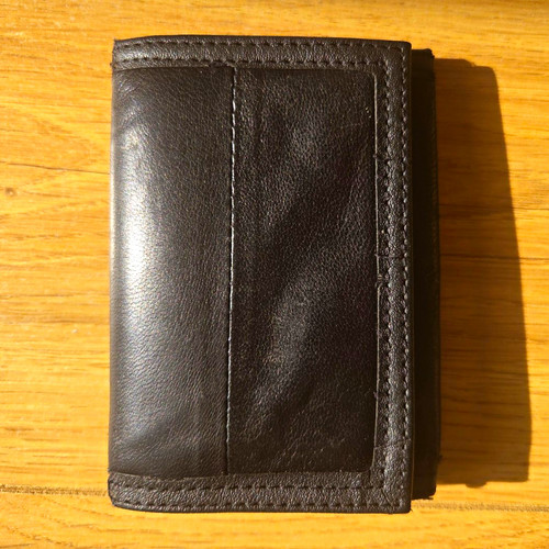 Men black leather trifold - black,
