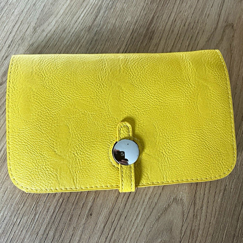 Yellow faux leather passport